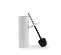 Beldray Toilet Brush & Holder - AntiBac Treated, Non-Scratch Silicone Bristles, Splash Proof, Discreet Closed-Top Design, Long Handle, Easy Clean Hygienic Head, Resists Staining, White