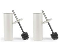 Beldray Toilet Brush & Holder - AntiBac Treated, Non-Scratch Silicone Bristles, Splash Proof, Discreet Closed-Top Design, Long Handle, Easy Clean Hygienic Head, Resists Staining, Metal/Grey