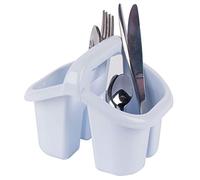 Beldray, Whit LA057457WHITEEU Four Cutlery Kids Desk Tidy, Pencil Pot, Storage Organiser, Plastic, 4 Compartment Drainer with Handle (White)