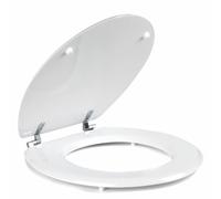 Beldray LA032355WHTFEU7 Wooden MDF Toilet Seat - Oval Shaped, Stainless Steel Release Hinge For Easy Cleaning, Top Fixing White Toilet Seat, Standard Fitting For Most Toilets, Seat Size: 360 x 428mm