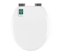 Beldray Wooden Toilet Seat - Soft-Close Lid, Easy-to-Fit Design, Zinc Alloy Hinges, Lid Size 340 x 415mm (w x d), Seat Size 370 x 430 mm (w x d), Modern White Finish, Made with FSC®-Certified Wood
