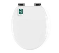 Beldray Wooden Toilet Seat, Soft-Close Lid, White Finish | Zinc Alloy Hinges, Easy-Fit Installation, Fits Most Standard Toilets, Lid 340 x 415mm, Seat 370 x 430mm, Easy-Clean Surface