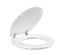 Beldray LA032355WHTFEU7 Wooden MDF Toilet Seat - Oval Shaped, Stainless Steel Release Hinge For Easy Cleaning, Top Fixing White Toilet Seat, Standard Fitting For Most Toilets, Seat Size: 360 x 428mm