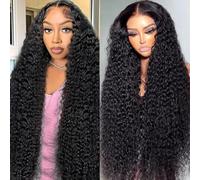 Bele 13x6 HD Lace Front Wigs Human Hair 18 inch Deep Wave Transparent Lace Front Wigs 200 Density Brazilian Curly Human Hair Wigs for Women Pre Plucked with Baby Hair Natural Color