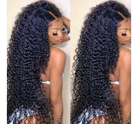 Bele 30 inch 13x6 HD Lace Front Wigs Human Hair 200 Density Deep Wave Lace Front Wigs Brazilian Water Curly Human Hair Wigs for Black Women Pre Plucked with Baby Hair Natural Color