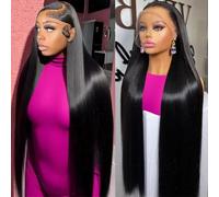 Bele 32 Inch 13x4 Straight Human Hair Lace Front Wigs 180 Density Pre Plucked Bleached Knots 12A Brazilian 13x4 HD Transparent Lace Front Wigs Virgin Human Hair For Black Women