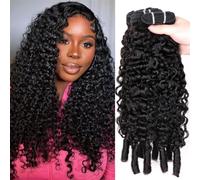 Bele Burmese Curly Human Hair 3 Bundles 14 16 18 inch 100% Unprocessed Deep Weave Bundles Human Hair 12A Raw Virgin Pixie Curly Hair Bundles with Spiral Curls for Women Natural Color