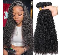 Bele Kinky Curly Human Hair 3 Bundles for Black Women Brazilian Kinky Curly Human Hair Weave 20 22 24 inch 12A Unprocessed Virgin Human Hair Bundles Natural Color Can be Dyed or Bleached