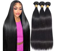 Bele Striaght Bundles Human Hair 12A Brazilian Striahgt Virgin Human Hair 3 Bundles 16 16 16 inch Unprocessed Human Hair Extensions for Women Natural Color Can Be Dyed or Bleached