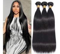 Bele Striaght Bundles Human Hair 12A Brazilian Striahgt Virgin Human Hair 3 Bundles 22 22 22 inch Unprocessed Human Hair Extensions for Women Natural Color Can Be Dyed or Bleached