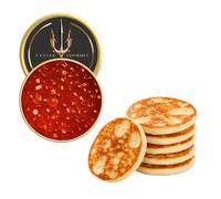 BELEAEV Wild King Salmon Roe 200g with Mini Blinis, Chilled Gift Set | 200g wild King salmon roe with mini blinis