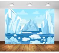 BELECO 1.5x1m Cartoon Arctic Winter Scene Backdrop Icebergs Glacier Icy Cliff Snow Mountains Polar Nature Background Christmas New Year Party Decorations Kids Adults Props