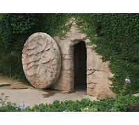 BELECO 1.5x1m Empty Jesus Stone Tomb Resurrection Backdrop Crucifixion Sunrise Christian Holy Scene Background Easter Church Sanctuary Portrait Studio Shooting Props