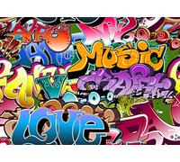 BELECO 1.5x1m Fabric Graffiti Backdrop - 80s 90s Hip Hop Themed Party Decoration - Urban Street Art Background for Birthday Photoshoot Props