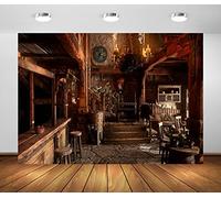 BELECO 1.5x1m Fabric Medieval Tavern Backdrop for Photography Wooden Interior Tables Candle Light Ancient Tavern Inn Bar Restaurant Background for Party Decorations Photo Booth Studio