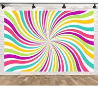 BELECO 1.5x1m Fabric Rainbow Spiral Backdrop | Colorful Sunburst Swirl Lines Groovy Background Retro 60s 70s Groovy Theme Party Decorations Banner Photo Studio Props