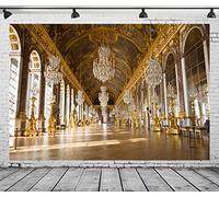 BELECO 1.5x1m Fabric Royal Palace of Versailles Backdrop The Hall of Mirrors France Mirror Gallery Backdrop Luxury Chandelier Sculpture Ceiling Mural Birthday Wedding Photoshoot Portrait Photo Props
