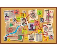 BELECO 1.5x1m Fabric Spy Agent Detective Backdrop Cartoon Crime Board Suspects Photos Clue Evidence Top Secret Mission Mystery Party Spy Birthday Party Decor Photo Props