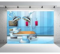 BELECO 1.5x1m Fabric Surgery Operating Room Backdrop Kids Cartoon Hospital Medical Equipment Blue Photography Background Nursing School Doctor Nurses Theme Party Decorations Banner Studio Photo