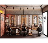 BELECO 1.5x1m Fabric Vintage Barber Shop Backdrop for Photography Hair Salon Hairstylist Haircut Barber Chair Mirror Barbershop Background Barber Theme Party Decorations Photo Booth Studio