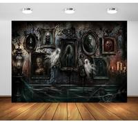 BELECO 1.8x1.2m Fabric Haunted House Backdrop Creepy Portrait Wall Backdrop | Horror Gothic Mansion Scary Bloody Brick Wall Cobweb Backdrops Halloween Party Decorations Banner Photo Shoot Props