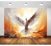 BELECO 1.8x1.2m Fabric Pentecost Dove Backdrop Watercolour Holy Spirit Dove Pentecost Sunday Background Biblical Religious Belief Christian Church Decor Banner Props