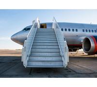 BELECO 10x6.5ft Fabric Airplane Backdrop Passenger Aircraft with Boarding Steps at The Airport Apron Background for Party Decorations Birthday Shoot Studio Booth Photo Props