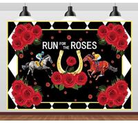 BELECO 10x6.5ft Fabric Run for The Roses Backdrop Derby Horse Racing Party Decorations Backdrop Horse Race Party Decor Banner Photo Booth Shoot Studio Props