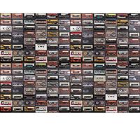 BELECO 10x6.5ft Fabric Vintage Style Music Backdrop Audio Cassette Tapes Retro Music Concert Party Background Wallpaper 80s 90s Birthday Photoshoot Banner Home Decor Photo Booth YouTube Studio Props