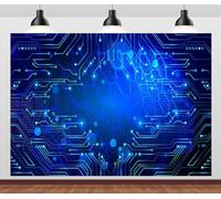 BELECO 10x8ft Fabric Technology Binary Web Glob Backdrop Virtual World Network Technology Communication Circuit Board and Hexagons Background for Party Decorations Photo Props