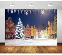 BELECO 12x8ft Fabric German Christmas Winter Backdrop Christmas Night in German Town by Munich Snow Scene Background Christmas Market Germany Theme Party Decorations Xmas Holiday Photo Studio Props