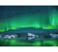 BELECO 2.1x1.5m Aurora over Arctic Ice Lagoon Photography Background | Shimmering Polar Lagoon Fabric Background Aurora Winter Party Decorations Banner Family Kids Photo Booth Props Customizable