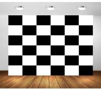 BELECO 2.1x1.5m Fabric Black and White Checkered Backdrop Racing Checker Chess Board Texture Grid Checkerboard Background Racing Themed Party Decorations Birthday Shoot Photo Studio Props