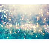 BELECO 2.1x1.5m Fabric Bokeh Teal Glitter Backdrop Abstract Sparkling Light (No Glitter) Background Blue Gold Glitter Mermaid Photography Backdrop for Baby Shower Birthday Party Photoshoot Photo