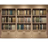 BELECO 2.1x1.5m Fabric Bookshelf Backdrop Library Study Room Office Bookcase Books Background for Video Conference Zoom Meeting Home Office Decoration Photo Booth Studio