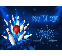 BELECO 2.1x1.5m Fabric Bowling Backdrop for Photography Bowling Birthday Party Decorations Backdrop Let's Strike Up Some Fun Photo Backgrounds Bowling Theme Cake Table Decor Banner Photo Studio
