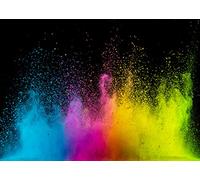BELECO 2.1x1.5m Fabric Colorful Paint Splash Backdrop Abstract Color Powder Explosion on Black Background Rainbow Art Paint Party Decor Birthday Photoshoot Kids Adults Portrait Photo Wallpaper