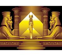 BELECO 2.1x1.5m Fabric Golden Egypt Temple Backdrop Palace Hall Stairway Egyptian Pyramid Pharaoh Sphinx Egypt Queen Cleopatra Photo Background Wallpaper Egypt Party Decor Portrait Shooting