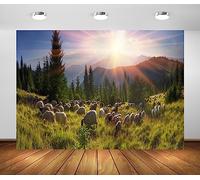 BELECO 2.1x1.5m Fabric High in The Mountains Flock of Sheep Grazing Backdrop Rural Pasture Shepherds Backdrop Wild Forests and Fields of The Carpathians Scenery Background Studio Booth Photo