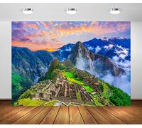 BELECO 2.1x1.5m Fabric Machu Picchu Backdrop Ancient Mountain Ranges Lost Inca City Peru Historic Sites Peruvian Themed Party Decorations Photo Studio Props