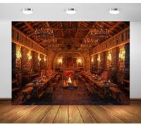 BELECO 2.1x1.5m Fabric Medieval Castle Great Hall Backdrop Ancient Dining Room with Torches Royal Feast Background Medieval Theme Party Decorations Photoshoot Studio Props