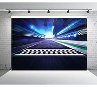 BELECO 2.1x1.5m Fabric Racing Backdrop Finish Line Race Track Racing Car Background Auto Moto Racing Circuit Stadium Arena Backdrop Kids Boys Birthday Party Decor Photo