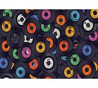 BELECO 2.1x1.5m Fabric Retro Music Records Backdrop 1950s Rock Roll Vinyl Record Backdrop Disco Dance Concert Party Musical Background Music Theme Party Decorations Photo Booth Studio Wallpaper