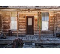 BELECO 2.1x1.5m Fabric Rustic Wooden House Backdrop Western Farmhouse Vintage Cabin Wild West Town Old Building Background Countryside Cowboys Party Decorations Photography Studio Booth Props