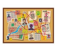 BELECO 2.1x1.5m Fabric Spy Agent Detective Backdrop Cartoon Crime Board Suspects Photos Clue Evidence Top Secret Mission Mystery Party Spy Birthday Party Decor Photo Props