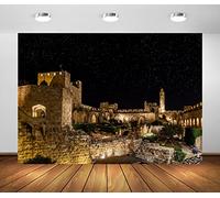 BELECO 2.1x1.5m Fabric The Old City Jerusalem at Night Backdrop Israel Tower of David Backdrop Ancient Ruins The Courtyard of The Museum of Jerusalem Background Jerusalem Travel Portrait Photo