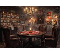 BELECO 2.1x1.5m Fabric Vintage Gambler's Bar Backdrop Speakeasy Backdrop | Retro Wine Shelf,Gambling, Playing Cards Poker Room Backdrop Casino Party Decorations Banner Birthday Photography Props