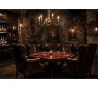 BELECO 2.1x1.5m Fabric Vintage Speakeasy Bar Backdrop Gambling Backdrop | Retro Gambler's Bar Wine Shelf Chandelier Table and Chairs Grunge Brick Wall Backdrop Casino Party Decoration Photo Props
