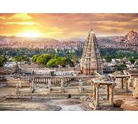 BELECO 2.1x1.5m Fabric Virupaksha Temple View Indian Backdrop Hemakuta Hill at Sunset Ancient Civilization History Ruins Architecture Background Indian Landmark Tourism Photo Studio Wallpaper