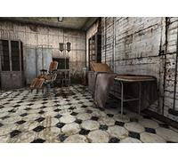 BELECO 2.1x1.5m Scary Medical Examination Room Backdrop, Abandoned Insane Asylum Background, Halloween Crime Scene Decor, Adult Kids Horror Birthday Photo Props